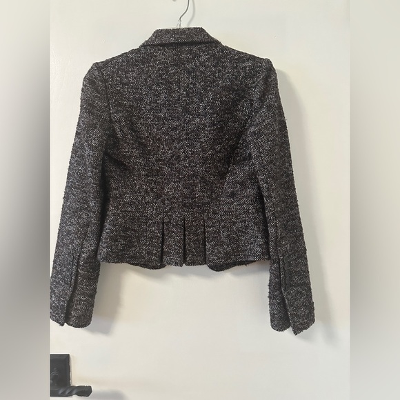 BCBGMAXAZRIA Blazer Jacket Size XSS Dark Brown White Wool Silk - Picture 5 of 8